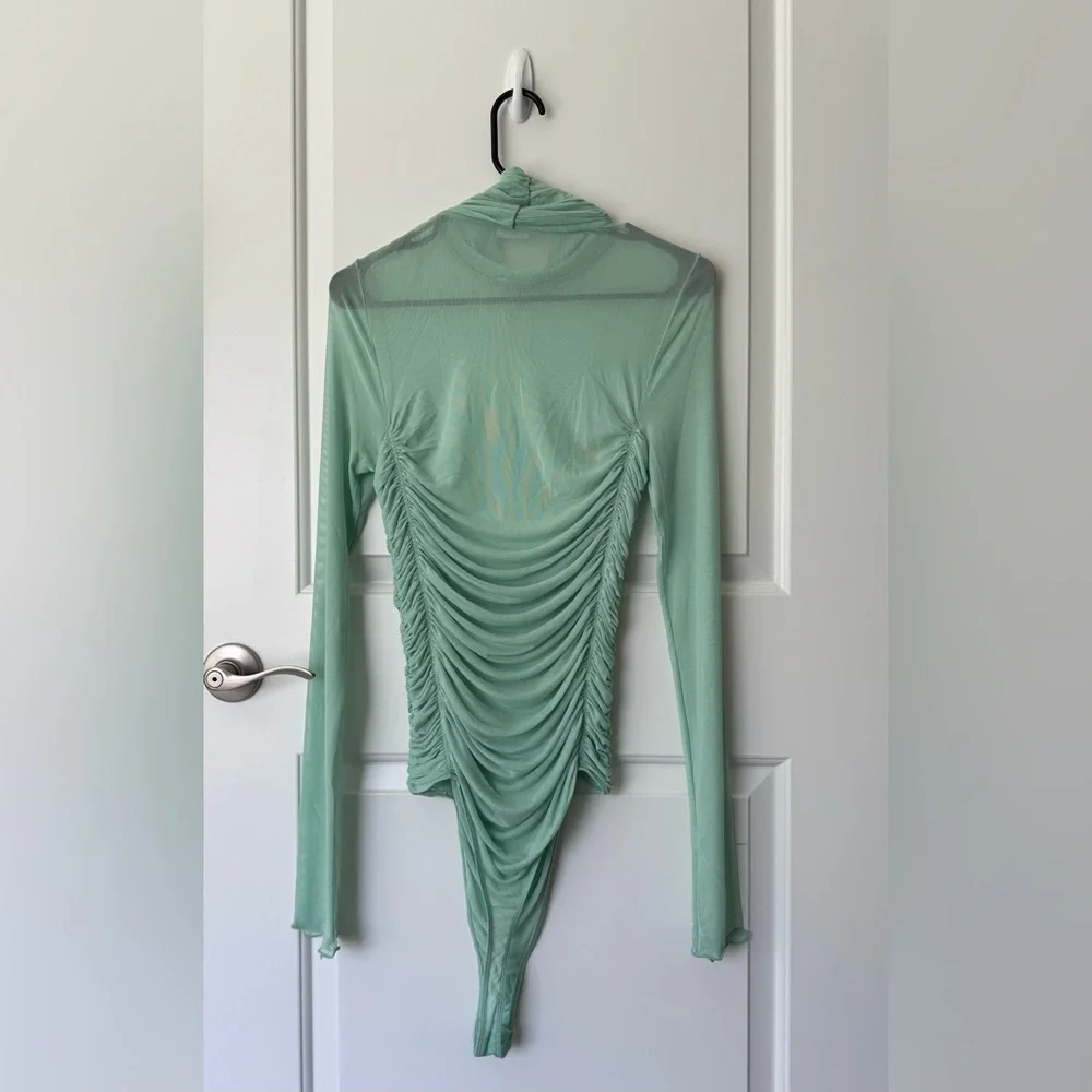 NWT Free People Intimately Under It All Ruched Mesh Turtleneck Bodysuit